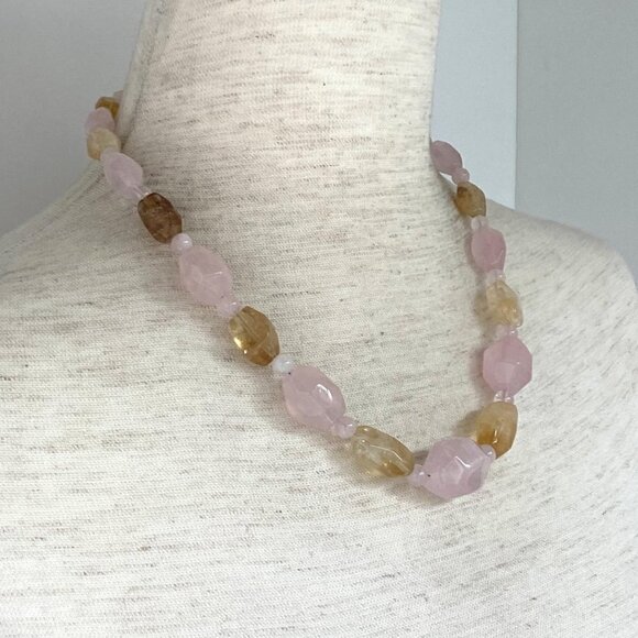 Jay King DTR Sterling Silver 925 Rose Quartz & Citrine Beaded Necklace 18"-21" - Picture 4 of 16